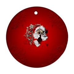 Funny Santa Claus  On Red Background Ornament (round)