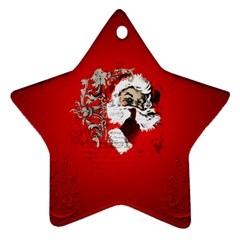 Funny Santa Claus  On Red Background Ornament (star) by FantasyWorld7