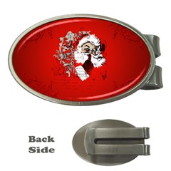 Funny Santa Claus  On Red Background Money Clips (oval)  by FantasyWorld7