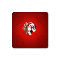 Funny Santa Claus  On Red Background Square Magnet by FantasyWorld7