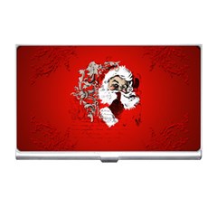 Funny Santa Claus  On Red Background Business Card Holders by FantasyWorld7