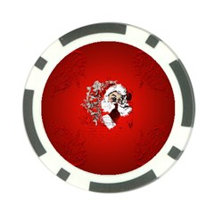 Funny Santa Claus  On Red Background Poker Chip Card Guard by FantasyWorld7