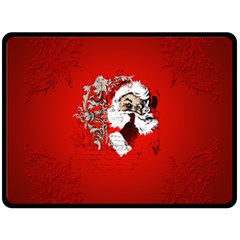 Funny Santa Claus  On Red Background Fleece Blanket (large)  by FantasyWorld7