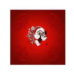 Funny Santa Claus  On Red Background Small Satin Scarf (square)  by FantasyWorld7