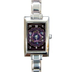 Beautiful Turquoise And Amethyst Fractal Jewelry Rectangle Italian Charm Watch by jayaprime