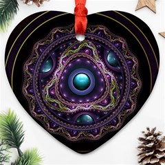 Beautiful Turquoise And Amethyst Fractal Jewelry Ornament (heart) by jayaprime