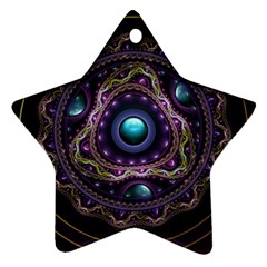 Beautiful Turquoise And Amethyst Fractal Jewelry Ornament (star) by jayaprime