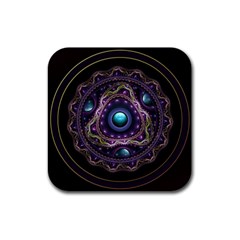 Beautiful Turquoise And Amethyst Fractal Jewelry Rubber Coaster (square)  by jayaprime