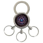 Beautiful Turquoise and Amethyst Fractal Jewelry 3-Ring Key Chains Front