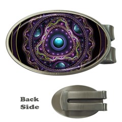 Beautiful Turquoise And Amethyst Fractal Jewelry Money Clips (oval)  by jayaprime