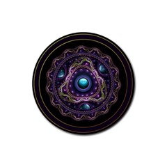 Beautiful Turquoise And Amethyst Fractal Jewelry Rubber Round Coaster (4 Pack)  by jayaprime