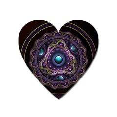 Beautiful Turquoise And Amethyst Fractal Jewelry Heart Magnet by jayaprime