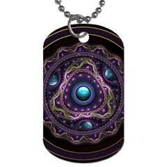 Beautiful Turquoise And Amethyst Fractal Jewelry Dog Tag (one Side) by jayaprime