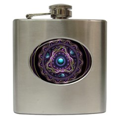 Beautiful Turquoise And Amethyst Fractal Jewelry Hip Flask (6 Oz) by jayaprime