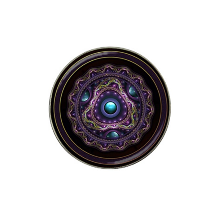 Beautiful Turquoise and Amethyst Fractal Jewelry Hat Clip Ball Marker