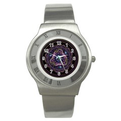 Beautiful Turquoise And Amethyst Fractal Jewelry Stainless Steel Watch by jayaprime