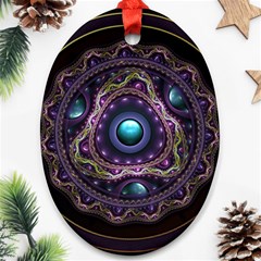 Beautiful Turquoise And Amethyst Fractal Jewelry Oval Ornament (two Sides) by jayaprime