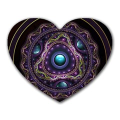 Beautiful Turquoise And Amethyst Fractal Jewelry Heart Mousepads by jayaprime