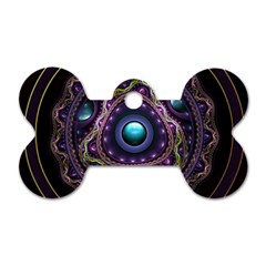 Beautiful Turquoise And Amethyst Fractal Jewelry Dog Tag Bone (one Side) by jayaprime