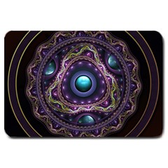 Beautiful Turquoise And Amethyst Fractal Jewelry Large Doormat  by jayaprime