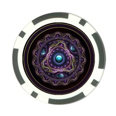 Beautiful Turquoise And Amethyst Fractal Jewelry Poker Chip Card Guard by jayaprime