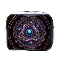 Beautiful Turquoise And Amethyst Fractal Jewelry Mini Toiletries Bags by jayaprime