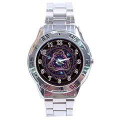 Beautiful Turquoise And Amethyst Fractal Jewelry Stainless Steel Analogue Watch by jayaprime