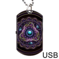 Beautiful Turquoise And Amethyst Fractal Jewelry Dog Tag Usb Flash (one Side) by jayaprime