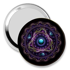 Beautiful Turquoise And Amethyst Fractal Jewelry 3  Handbag Mirrors by jayaprime