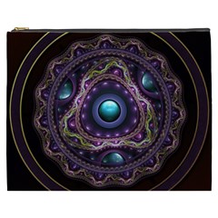 Beautiful Turquoise And Amethyst Fractal Jewelry Cosmetic Bag (xxxl)  by jayaprime