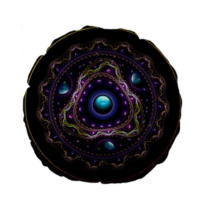 Beautiful Turquoise and Amethyst Fractal Jewelry Standard 15  Premium Round Cushions