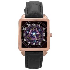 Beautiful Turquoise And Amethyst Fractal Jewelry Rose Gold Leather Watch  by jayaprime