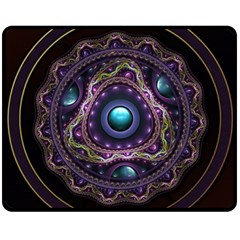 Beautiful Turquoise And Amethyst Fractal Jewelry Double Sided Fleece Blanket (medium)  by jayaprime