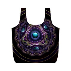 Beautiful Turquoise And Amethyst Fractal Jewelry Full Print Recycle Bags (m)  by jayaprime