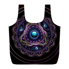 Beautiful Turquoise And Amethyst Fractal Jewelry Full Print Recycle Bags (l)  by jayaprime