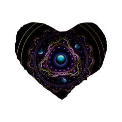 Beautiful Turquoise And Amethyst Fractal Jewelry Standard 16  Premium Flano Heart Shape Cushions by jayaprime