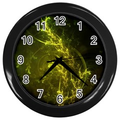 Beautiful Emerald Fairy Ferns In A Fractal Forest Wall Clocks (black) by jayaprime