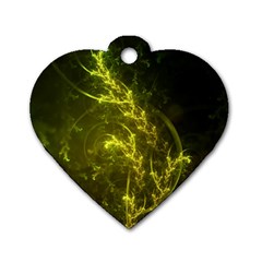 Beautiful Emerald Fairy Ferns In A Fractal Forest Dog Tag Heart (two Sides) by jayaprime