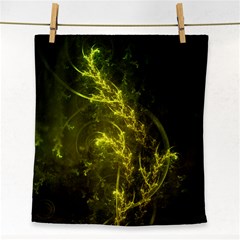 Beautiful Emerald Fairy Ferns In A Fractal Forest Face Towel by jayaprime