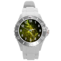 Beautiful Emerald Fairy Ferns In A Fractal Forest Round Plastic Sport Watch (l) by jayaprime