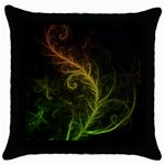 Fractal Hybrid Of Guzmania Tuti Fruitti and Ferns Throw Pillow Case (Black) Front