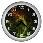 Fractal Hybrid Of Guzmania Tuti Fruitti and Ferns Wall Clocks (Silver)  Front