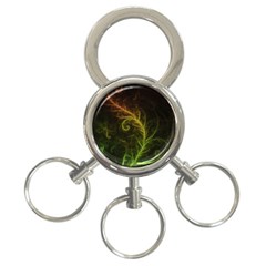 Fractal Hybrid Of Guzmania Tuti Fruitti And Ferns 3-ring Key Chains by jayaprime