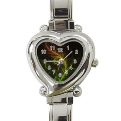 Fractal Hybrid Of Guzmania Tuti Fruitti And Ferns Heart Italian Charm Watch by jayaprime