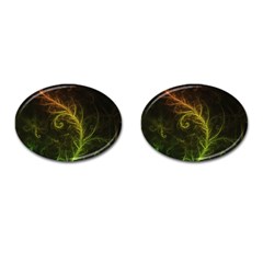 Fractal Hybrid Of Guzmania Tuti Fruitti And Ferns Cufflinks (oval) by jayaprime