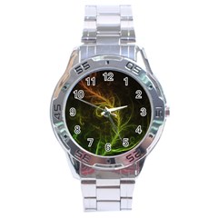 Fractal Hybrid Of Guzmania Tuti Fruitti And Ferns Stainless Steel Analogue Watch by jayaprime