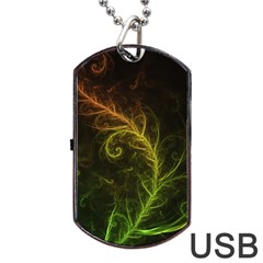 Fractal Hybrid Of Guzmania Tuti Fruitti And Ferns Dog Tag Usb Flash (one Side) by jayaprime