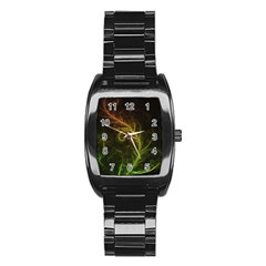 Fractal Hybrid Of Guzmania Tuti Fruitti And Ferns Stainless Steel Barrel Watch by jayaprime