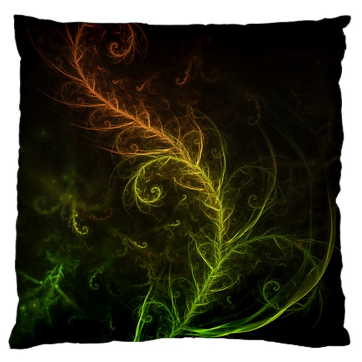 Fractal Hybrid Of Guzmania Tuti Fruitti and Ferns Large Flano Cushion Case (One Side)