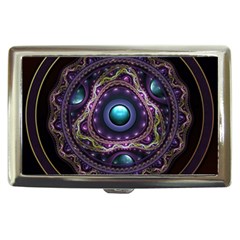 Beautiful Turquoise And Amethyst Fractal Jewelry Cigarette Money Case by jayaprime